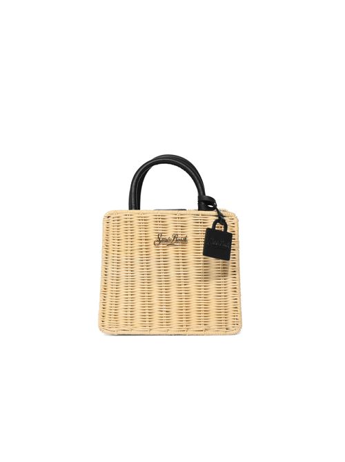 Borsa Shop Mini in paglia e pelle Nero Mc2 Saint Barth | SHBM000201736L